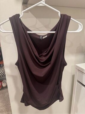 H&M Draped Cowl Neck Sleeveless Top - Plum